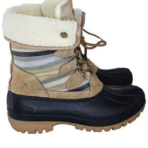 STQ Winter Duck Boots Women's 8 Black Brown Waterproof Lace Up ST20017W‎ Casual
